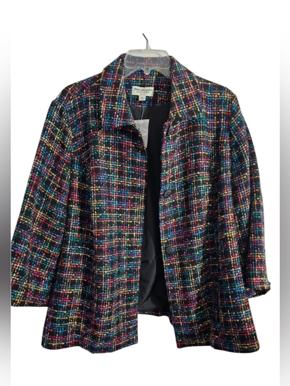 Norm Thompson Multicolor Rainbow Tweed Blazer Jacket. 2X